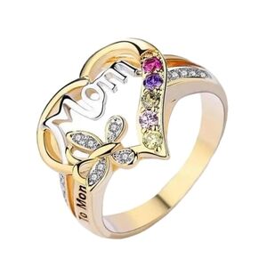 Mom's ring assort color stones ,heart shape size 9